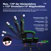 Diagram showing the reclining angles of a gaming chair with text descriptions of different modes. Produktbild-Vorschau