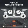 A chrome-plated kitchen faucet with adjustable center set and measurement indicators. Produktbild-Vorschau