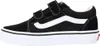 A side view of a black Vans Old Skool V sneaker with white accents and a white sole. Voir les images du produit