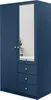 A navy blue wardrobe with a full-length mirror on one door and three drawers below the mirror. Podgląd zdjęcia produktu