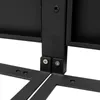 A close-up view of the metal frame and connection points of a black trash can enclosure. Produktbild-Vorschau