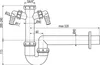 Technical drawing of a sink drain assembly with dimensions. Náhľad obrázku produktu