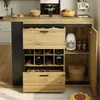 A kitchen island with a breakfast bar, wine rack, and storage cabinets. Produktbild-Vorschau