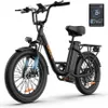 A black electric bicycle with an orange logo is shown against a white background. A digital display screen is shown separately to the right. Produktbild-Vorschau