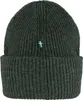 A close-up studio shot of a dark green knitted beanie with a small Swedish flag emblem on the front. Anteprima dell’immagine prodotto
