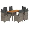 vidaXL 7-tlg. Garten-Essgruppe mit Kissen Grau Poly Rattan Produktbild-Vorschau 1