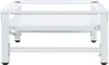 A white metal frame for a washing machine stand. Voir les images du produit