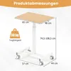 A diagram showing the dimensions of a height-adjustable rolling table. Produktbild-Vorschau