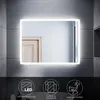 A modern bathroom mirror with integrated LED lighting, set against a tiled wall. Náhled obrázku produktu