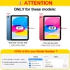 This image shows two iPads with their screen sizes indicated, along with instructions on how to find the model number. Produktbild-Vorschau