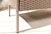 Close-up of the leg and woven texture of an outdoor bench on a wooden deck. Produktbild-Vorschau