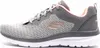 Side view of a gray Skechers women's athletic shoe with pink accents. Anteprima dell’immagine prodotto