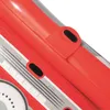 A close-up view of a red inflatable object, possibly a cooler or toy, with gray and black detailing that resembles a vintage radio or record player. Produktbild-Vorschau