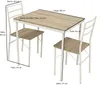A diagram showing dimensions of a dining set with a table and two chairs. Produktbild-Vorschau