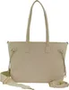 A cream-colored tote bag with a textured pattern and two shoulder straps, shown with an additional crossbody strap. Produktbild-Vorschau