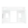 A white loft bed frame with two window cutouts and a slatted top. Produktbild-Vorschau