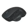 A black ergonomic vertical mouse is shown from a side-diagonal angle against a white background. Voir les images du produit