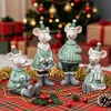 4er Set Mäuse Figuren Weihnachten Deko Kunstharz Grün Weiß Produktbild-Vorschau 4