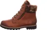A single brown leather boot with fur trim and laces is shown against a white background. Produktbild-Vorschau