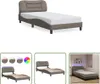 The Living Store Bettgestell mit LED Taupe 100x200 cm Stoff Produktbild-Vorschau 1