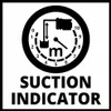 A diagram showing a suction indicator with a gauge and text. Produktbild-Vorschau