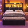 AODEMOKO Polsterbett 140x200 cm mit LED-Beleuchtung und 2 Produktbild-Vorschau 2