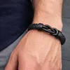 Herren Lederarmband Schwarz Geflochten Magnetverschluss, Produktbild-Vorschau 1