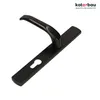 A black door handle with a long plate, shown on a white background. Podgląd zdjęcia produktu