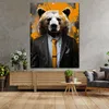 Bär im Anzug Pop Art Yellow Leinwandbild Wandbild Produktbild-Vorschau 2