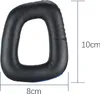 A black ear pad with blue trim, with dimensions indicated by lines and text. Anteprima dell’immagine prodotto