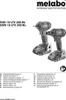 A Metabo logo and product information are displayed on the left, with two cordless impact wrenches on the right. Podgląd zdjęcia produktu