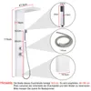 A diagram showing the dimensions of a shower panel system, with close-up insets of individual components. Náhled obrázku produktu
