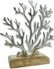 Metall Skulptur mit Holz-Fuß silber-braun Koralle 23 x 25cm Produktbild-Vorschau 2