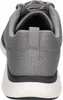 The back view of a gray and navy Skechers sneaker. Produktbild-Vorschau