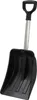 A black snow shovel with a silver handle and black D-shaped grip, isolated on a white background. Náhled obrázku produktu