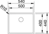 A technical drawing of a sink with dimensions indicated. Podgląd zdjęcia produktu
