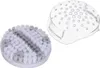 A close-up view of an epilator brush head and a clear plastic protective cover, isolated on a white background. Podgląd zdjęcia produktu