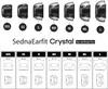 A size chart for SednaEarfit Crystal ear tips for AirPods Pro, showing different sizes with dimensions and diagrams. Produktbild-Vorschau