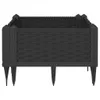 A black planter box with a woven texture and pointed legs, shown from the front against a white background. Produktbild-Vorschau