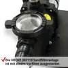 Close-up of a black sand filter pump with a clear pre-filter basket. Produktbild-Vorschau