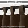 A close-up view of brown curtain tabs hanging from a curtain rod. Produktbild-Vorschau