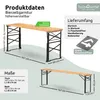 Diagrams and text illustrating product dimensions, features, and included items. Produktbild-Vorschau