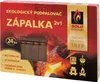 A product box for fire starters, showing a graphic of burning embers and product details. Anteprima dell’immagine prodotto