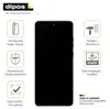 A smartphone screen protector with feature callouts. Produktbild-Vorschau