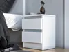 A white bedside table with two drawers next to a bed. Produktbild-Vorschau