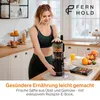 A woman is using a juicer in a kitchen, with fruits and vegetables around. Produktbild-Vorschau