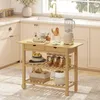 HOMCOM Desserte de cuisine à roulettes en bambou, chariot Voir les images du produit 2