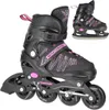 A pair of black and pink inline skates and a pair of ice skates are shown against a white background. Anteprima dell’immagine prodotto