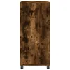The back view of a wheeled filing cabinet with a rustic wood grain texture. Náhled obrázku produktu