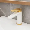 Waschtischbatterie Weiß-Gold Einhebel-Waschtischbatterie Produktbild-Vorschau 4